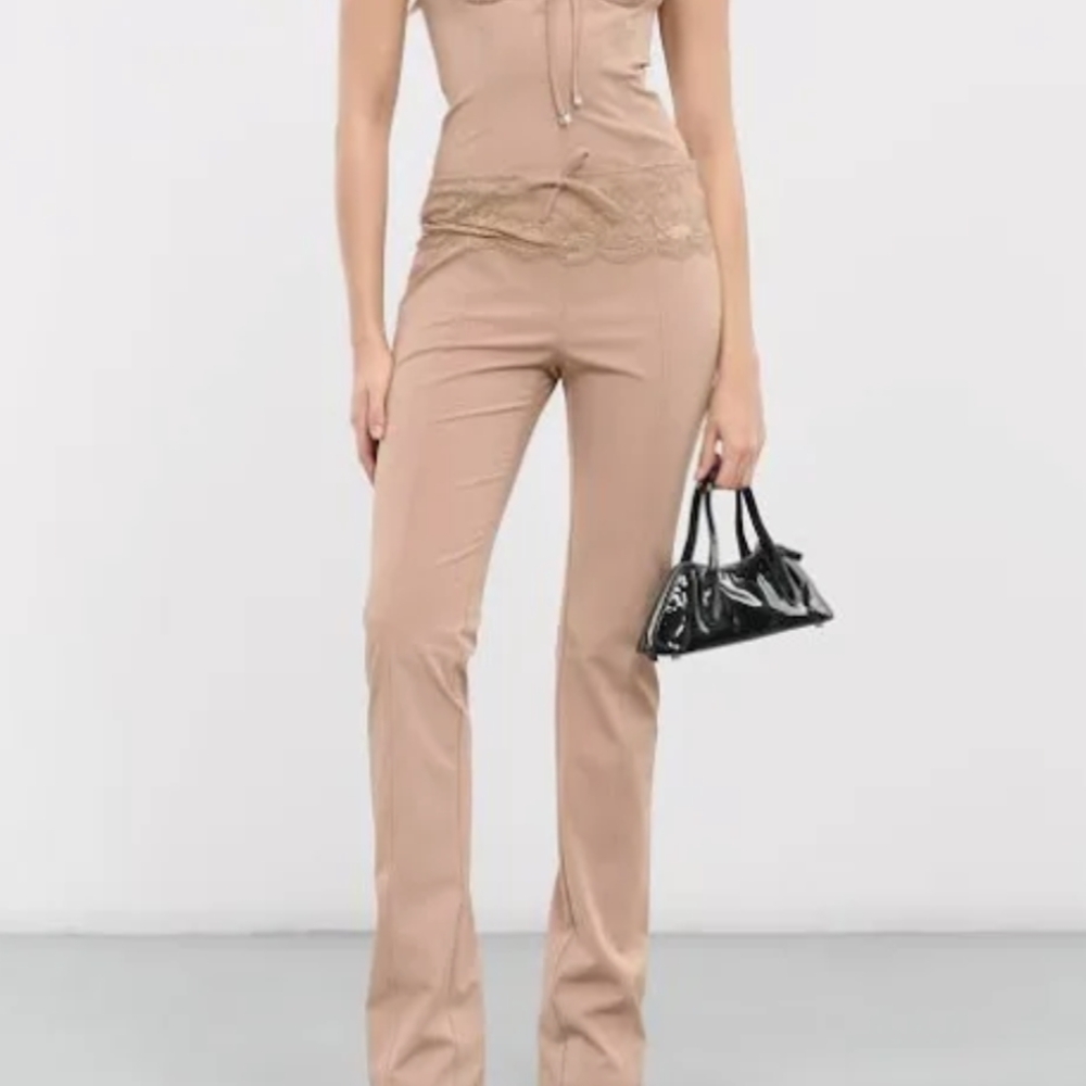 Italian Blumarine Vintage Rose Lace Pant with Straight-Leg Fit